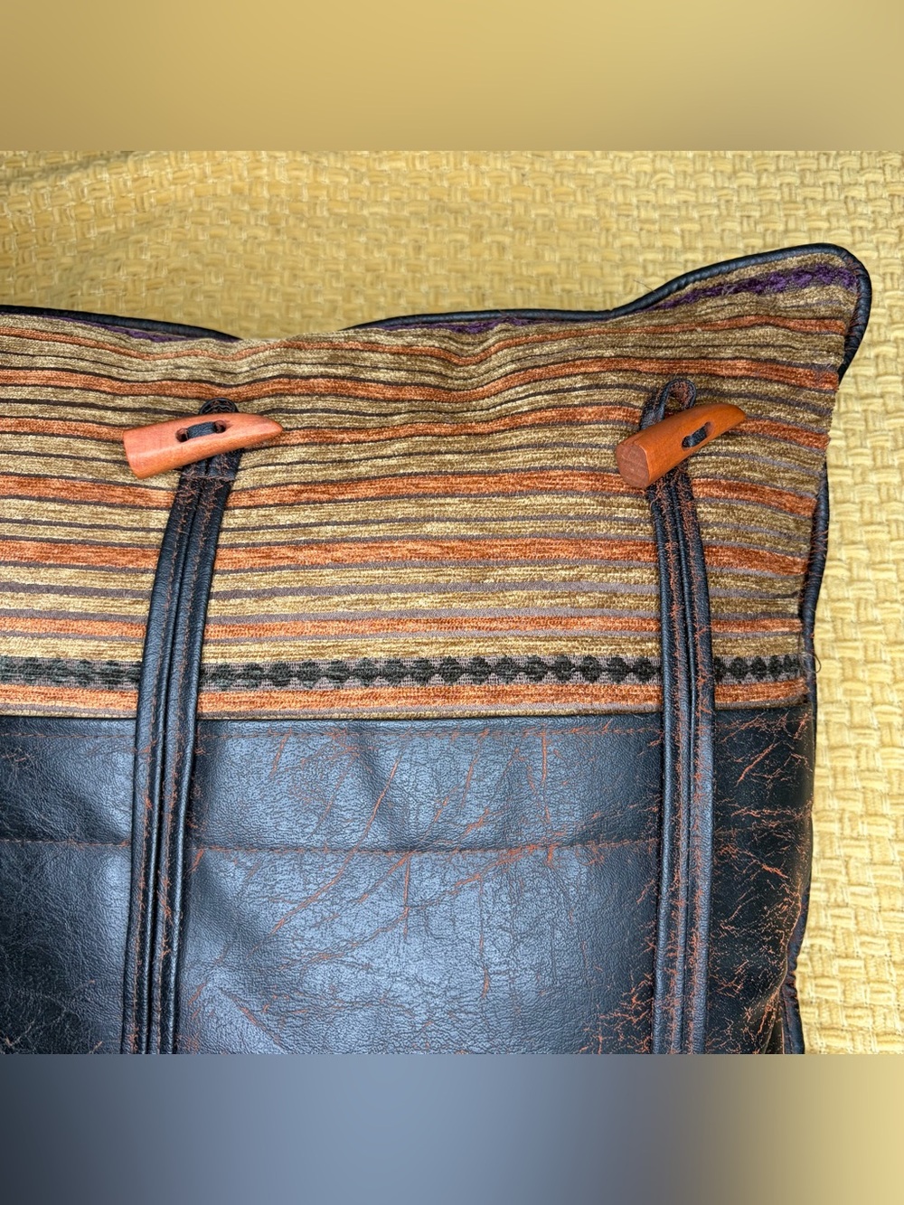 Croscill Pillow Rustic Southwestern Toggle Button Chenille 20 x 20 Cabin - Picture 3 of 11